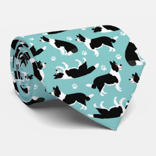 Border Collie and Paw Print Neck Tie