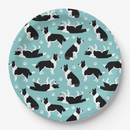 Border Collie and Paw Print Paper Plates