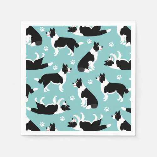Border Collie and Paw Print Party Napkins