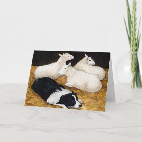 Border Collie and Sheep Dog Art Greeting Card