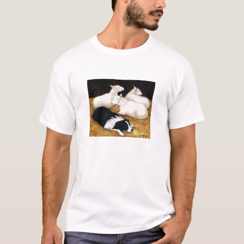 Border Collie and Sheep Dog Art T_Shirt