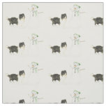 Border Collie and Snowman Dog Art Fabric