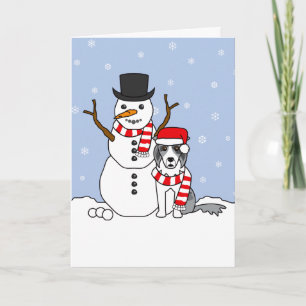Border Collie and Snowman Holiday Card