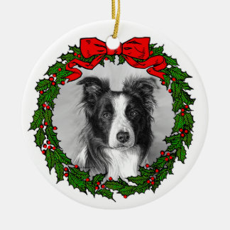 Border Collie Art by Glenda S. Harlan Ceramic Ornament