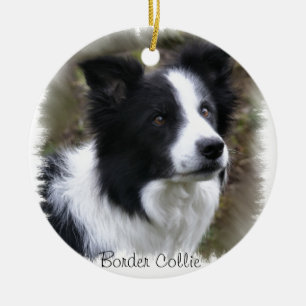 Border Collie Art Ceramic Ornament