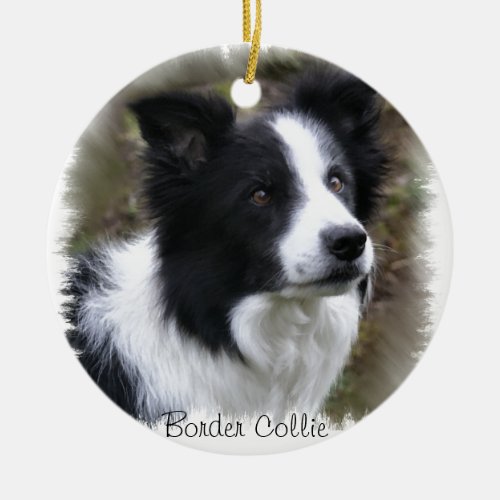 Border Collie Art Ceramic Ornament