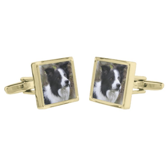 Border Collie Art Cufflinks (Angled)