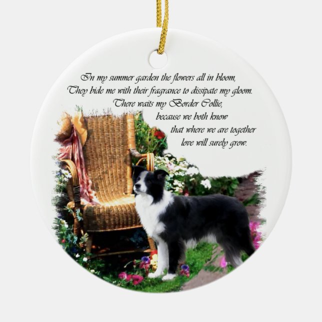 Border Collie Art Gifts Ceramic Ornament (Front)
