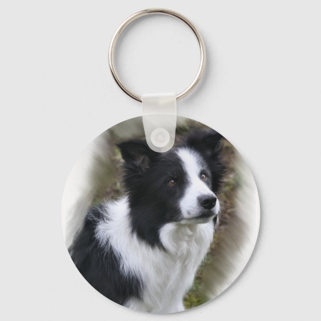 Border Collie Art Gifts Keychain (Front)