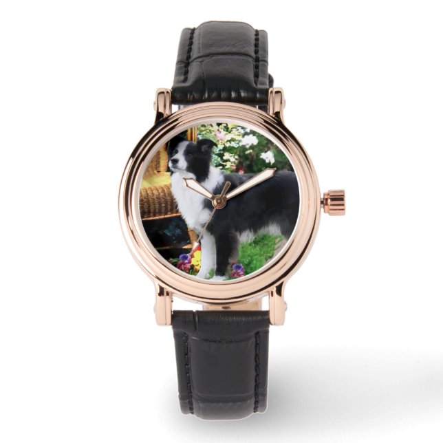 Border Collie Art Gifts Watch (Front)