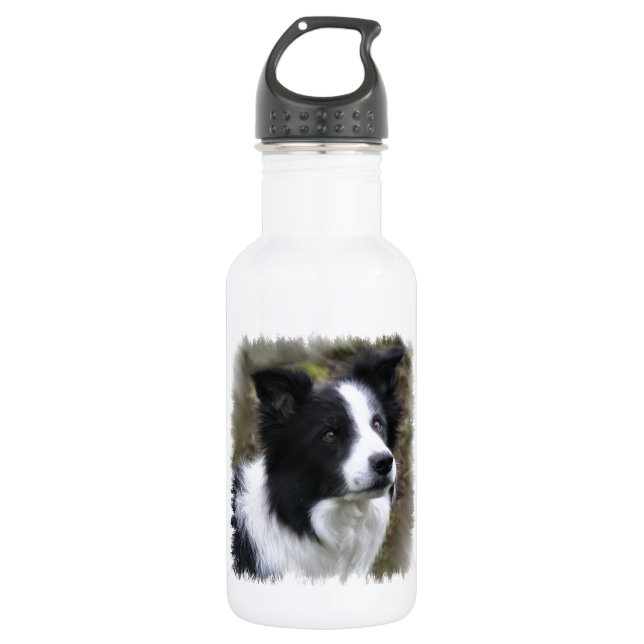 Border Collie Art Water Bottle (Front)