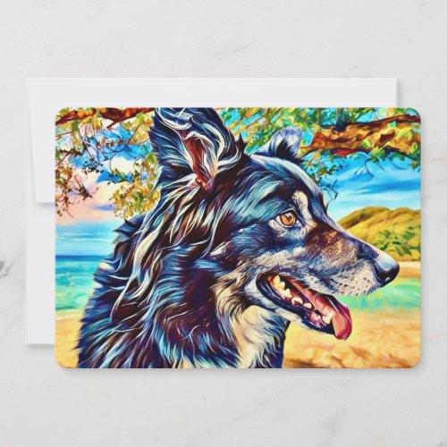 Border Collie Artistic Portrait Scenic Landscape Thank You Card