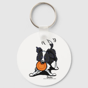Border Collie at Play Keychain