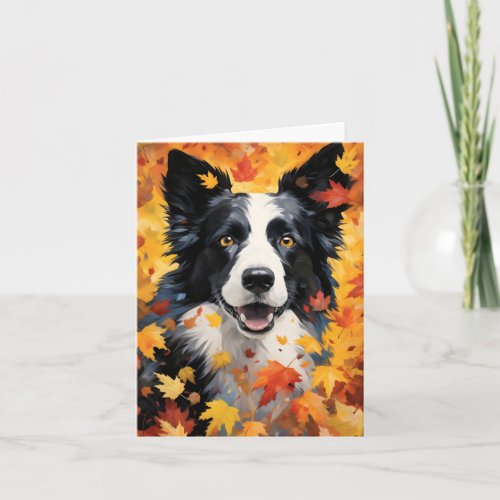 Border Collie Autumn Thanksgiving  Card