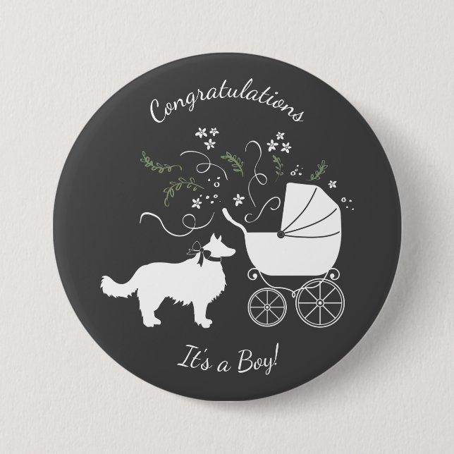 Border Collie Baby Shower Button (Front)