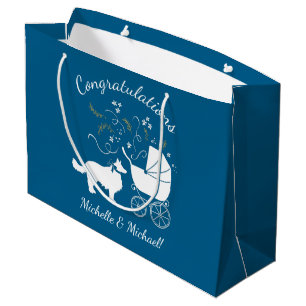 Border Collie Baby Shower Large Gift Bag