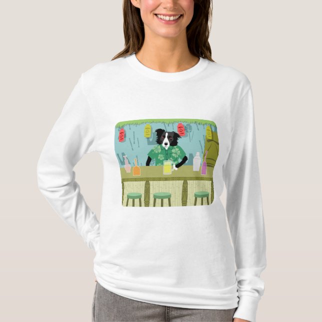 Border Collie Bamboo Tiki Bar T-Shirt (Front)