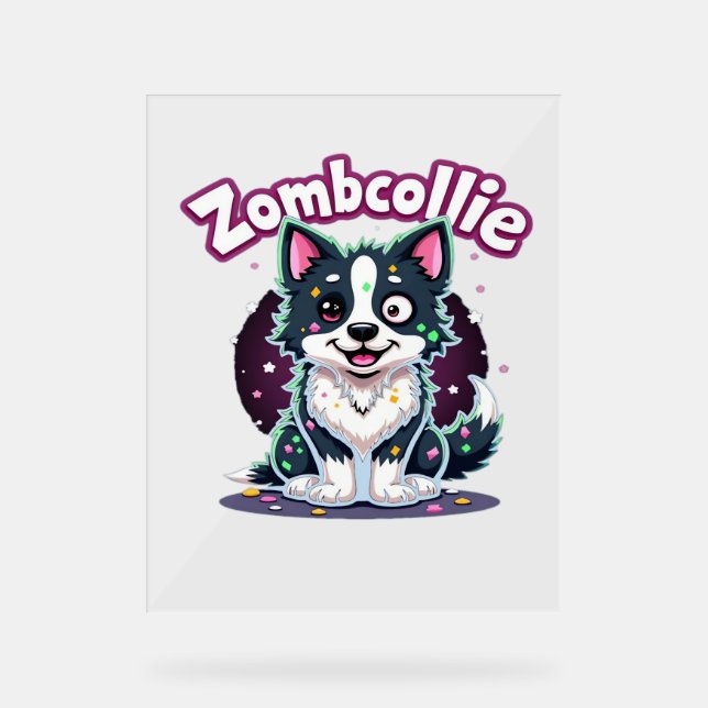 Border Collie BC Zombie Dog Halloween Essential T- Acrylic Sign (Front)