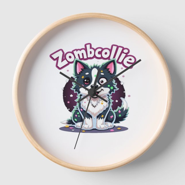 Border Collie BC Zombie Dog Halloween Essential T- Clock (Front)