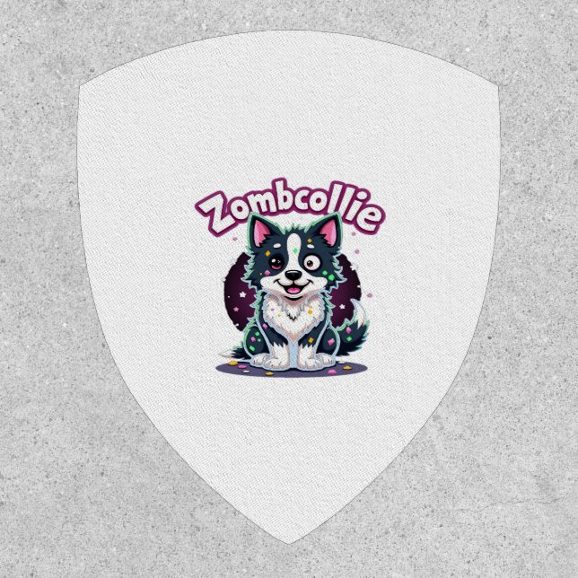 Border Collie BC Zombie Dog Halloween Essential T- Patch (Front)