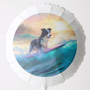Border Collie Beach Surfing Painting Balloon
