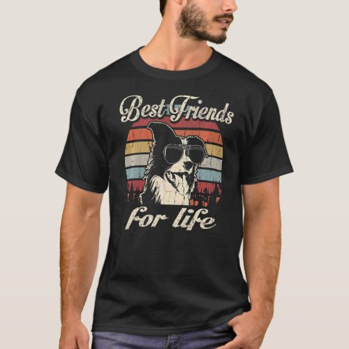 Border Collie Best Friends For Life  Vintage Retro T_Shirt