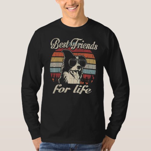 Border Collie Best Friends For Life  Vintage Retro T_Shirt
