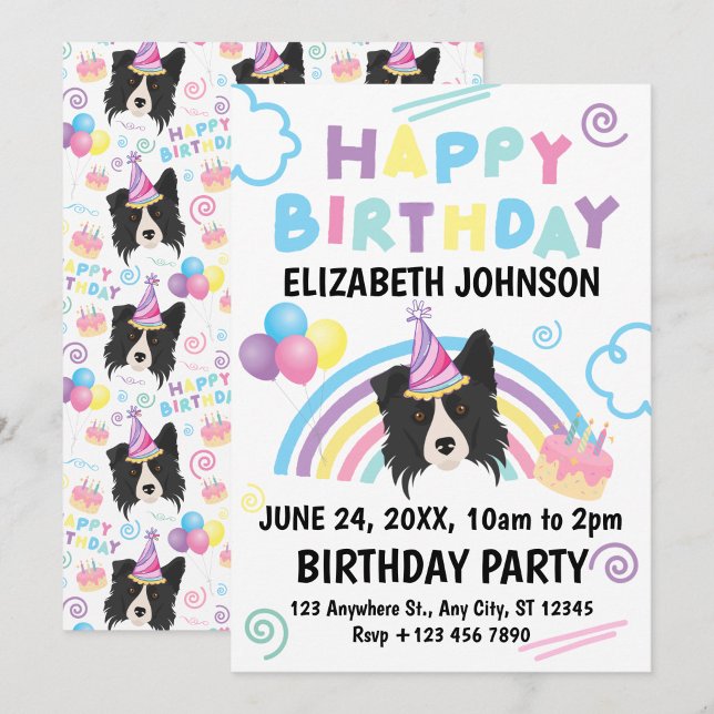 Border Collie Birthday Invitation (Creator Uploaded)