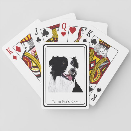 Border Collie Black and White Pet Dog_ Poker Cards