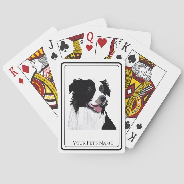 Border Collie Black and White Pet Dog- Poker Cards (Back)