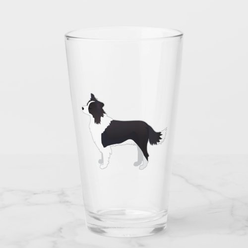 Border Collie Black Dog Breed Side View Silhouette Glass