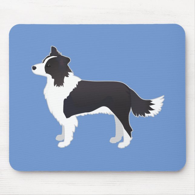 Border Collie Black Dog Breed Side View Silhouette Mouse Pad (Front)