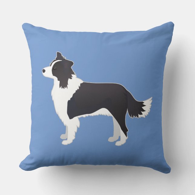 Border Collie Black Dog Breed Side View Silhouette Throw Pillow (Front)