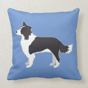 Border Collie Black Dog Breed Side View Silhouette Throw Pillow
