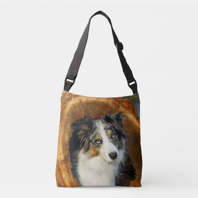 Border Collie Blue Merle Dog Cute Portrait Photo - Crossbody Bag (Front)