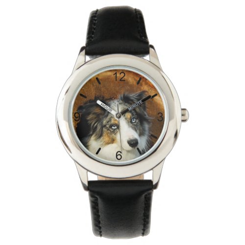 Border Collie Blue Merle Dog Head Pet _ dial_plate Watch