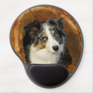Border Collie Blue Merle Dog Portrait, ergonomic Gel Mouse Pad