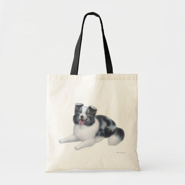 Border Collie Blue Merle Tote Bag (Front)