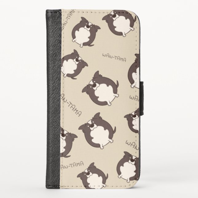 Border Collie: "Bodatama (Kuro)" iPhone Wallet Case (Front)