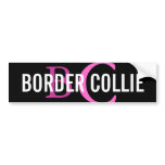 Border Collie Breed Monogram Design Bumper Sticker