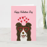 Border Collie - Brown - Valentines Day Card