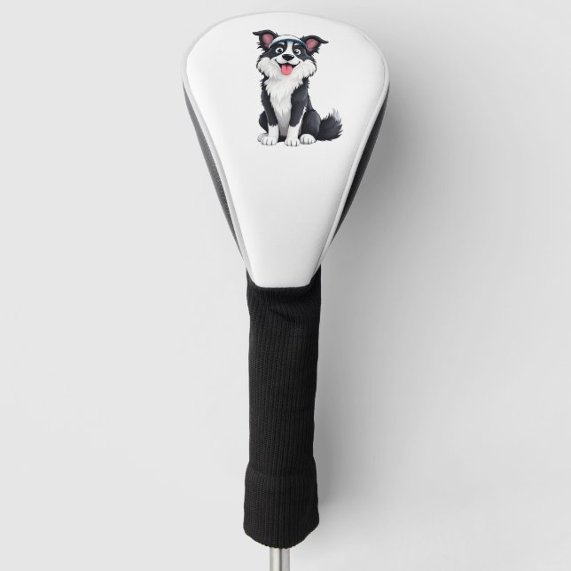 Border Collie Cartoon Golf Head Cover (Front)