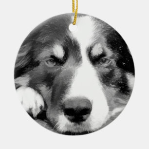 BORDER COLLIE CERAMIC ORNAMENT