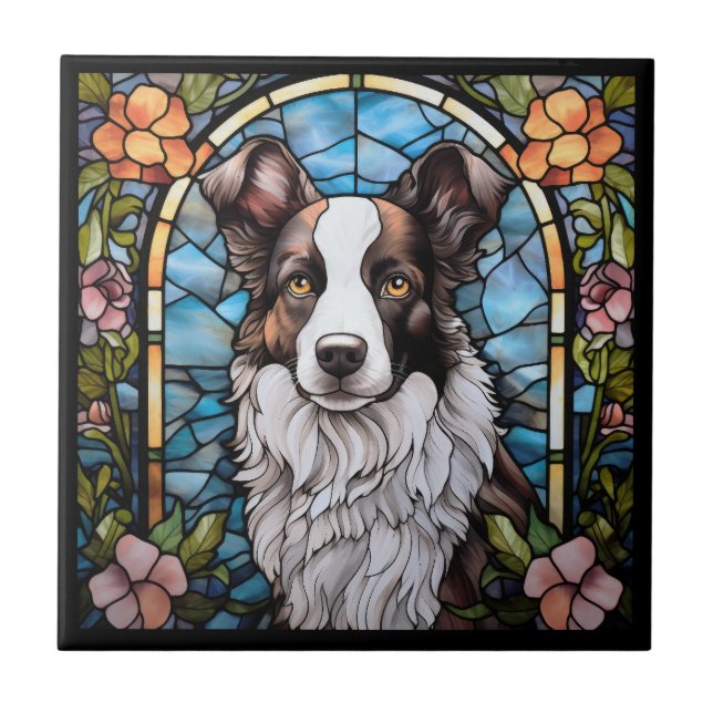 Border Collie Ceramic Tile (Front)