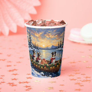 Border Collie Christmas Boat Holiday Paper Cups