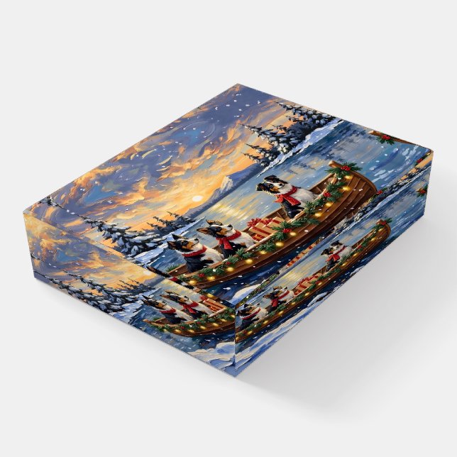 Border Collie Christmas Boat Holiday Paperweight (Angled)