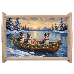 Border Collie Christmas Boat Holiday Serving Tray