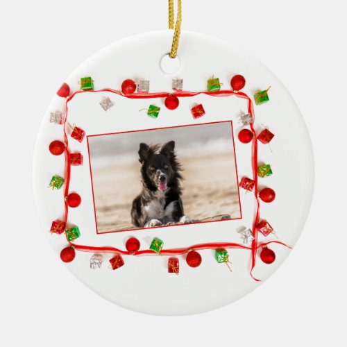 Border Collie Christmas Ceramic Ornament