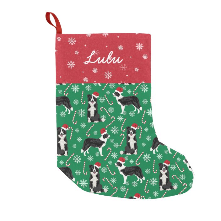 Border Collie Christmas Custom Dog Name Small Christmas Stocking | Zazzle