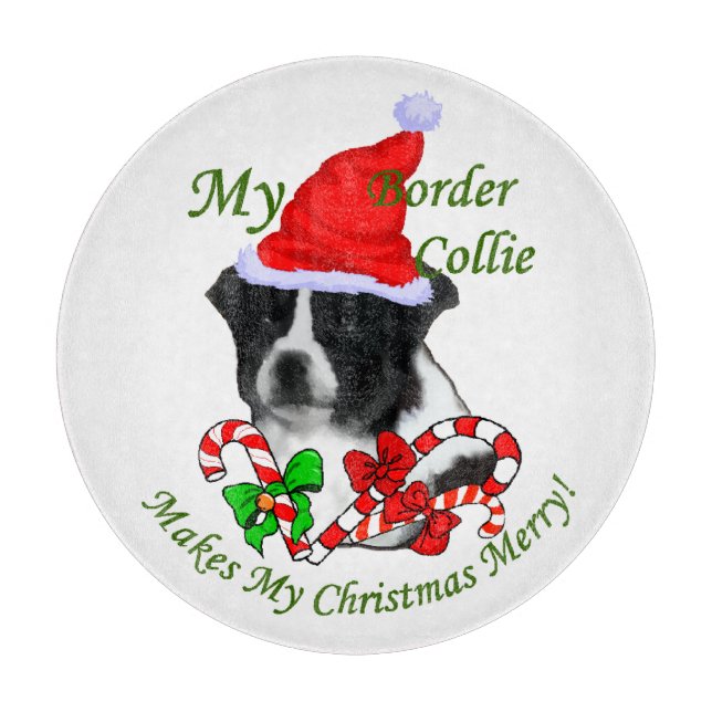 Border Collie Christmas Cutting Board (Front)